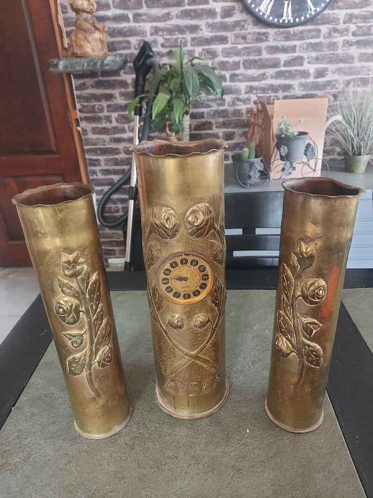 Set antieke koperen en zilveren decoraties, Ophalen, Koper