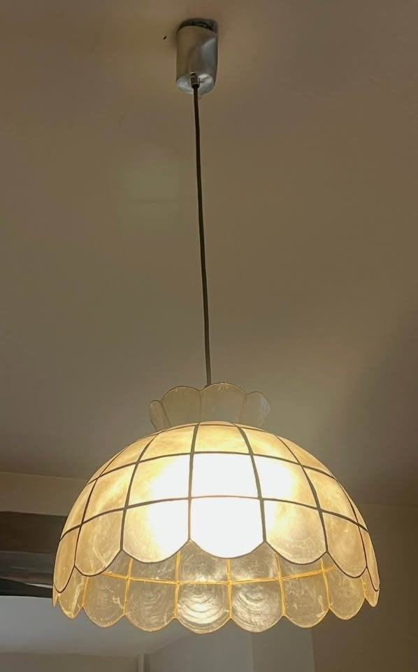 Vintage hanglamp van parelmoer (Capiz), Antiek en Kunst, Ophalen