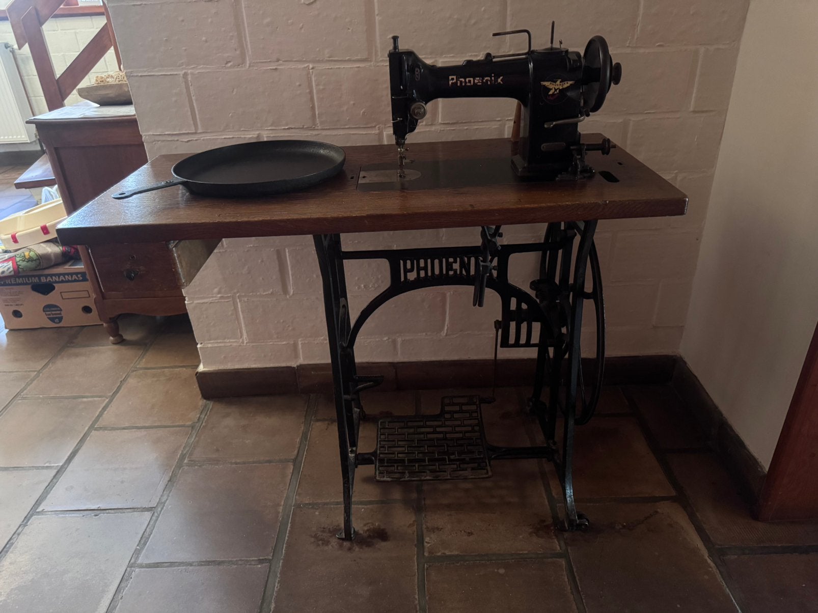 Oude naaimachine, Ophalen