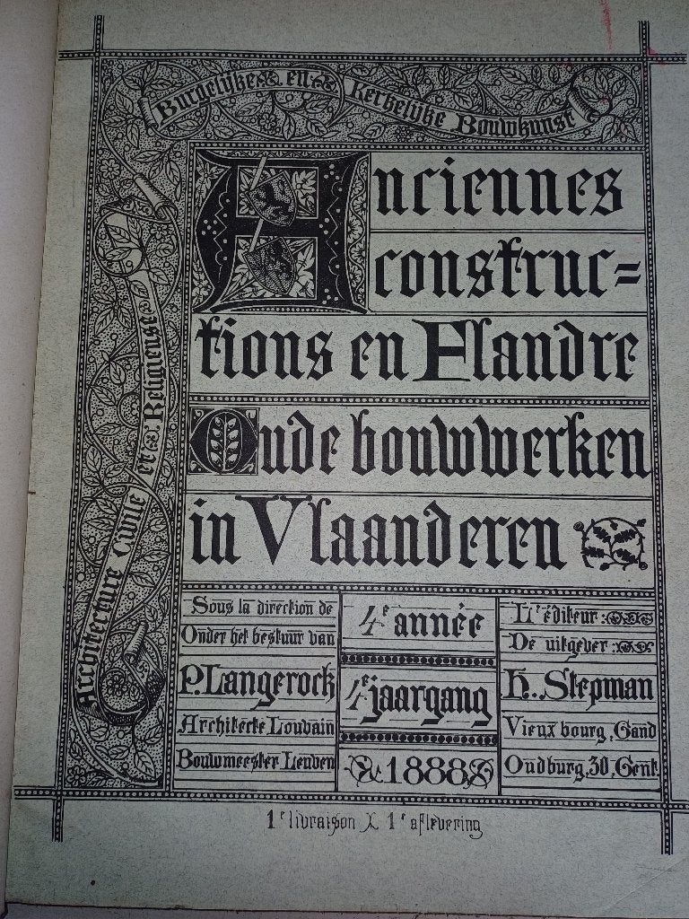 livre ancienne construction en flandres  1888 GAND rare, Livres, Technique, Enlèvement ou Envoi, Utilisé, Architecture