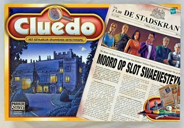 Cluedo Gevaarlijk Spannende Detectivespel Bordspel Parker, Hobby en Vrije tijd, Een of twee spelers, Verzenden, Zo goed als nieuw