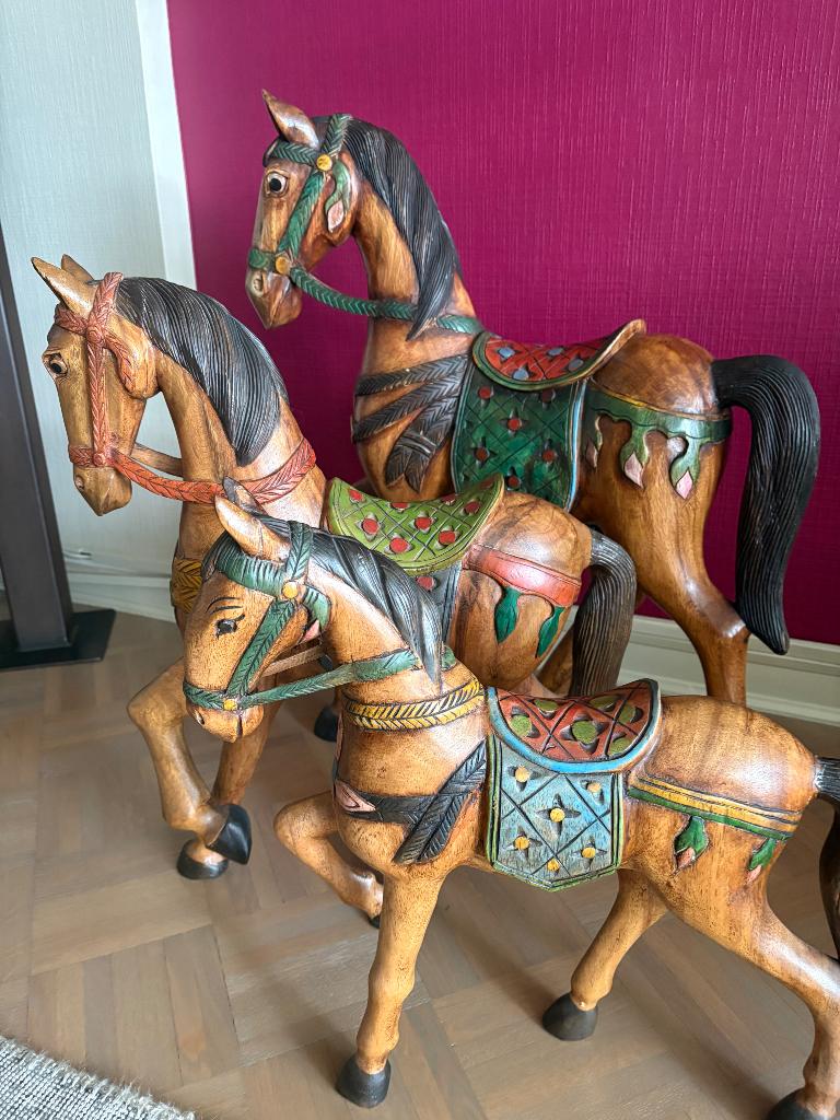 Houten decoratie paarden, Huis en Inrichting, Woonaccessoires | Overige, Ophalen, Hout, Bruin, Landelijk
