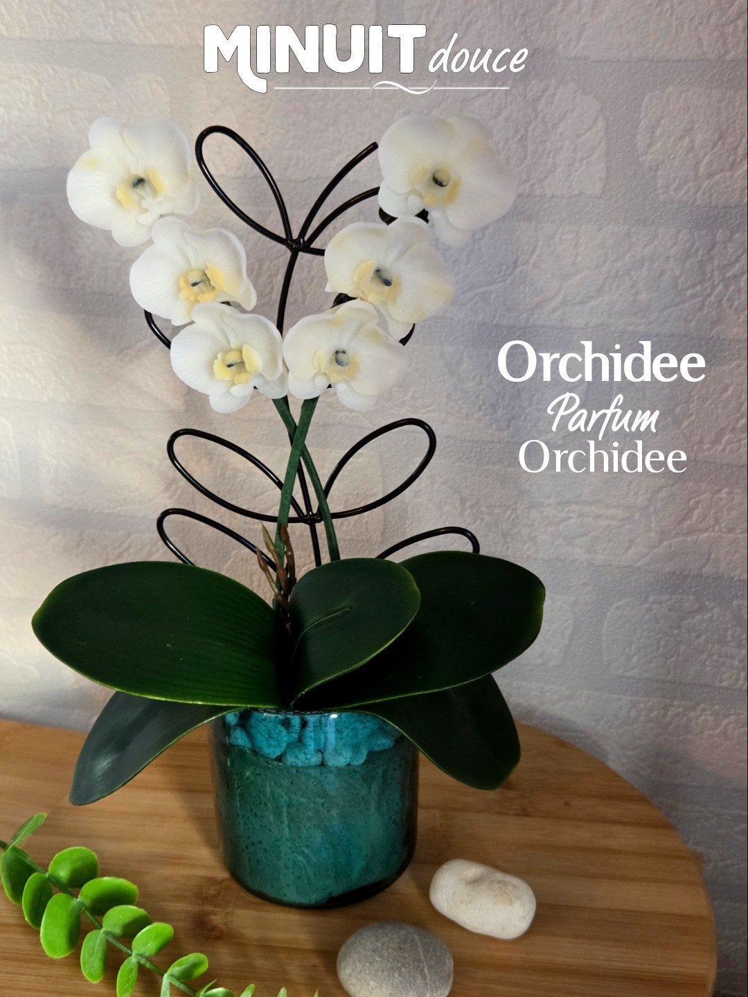 idée cadeau ou déco - orchidée en cire végétale, Neuf, Intérieur, 35 cm, Blanc