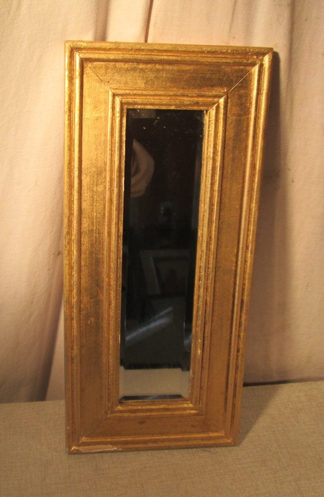 Mooi oude Vergulde Houten Spiegel - 44x20, Ophalen of Verzenden, Rechthoekig