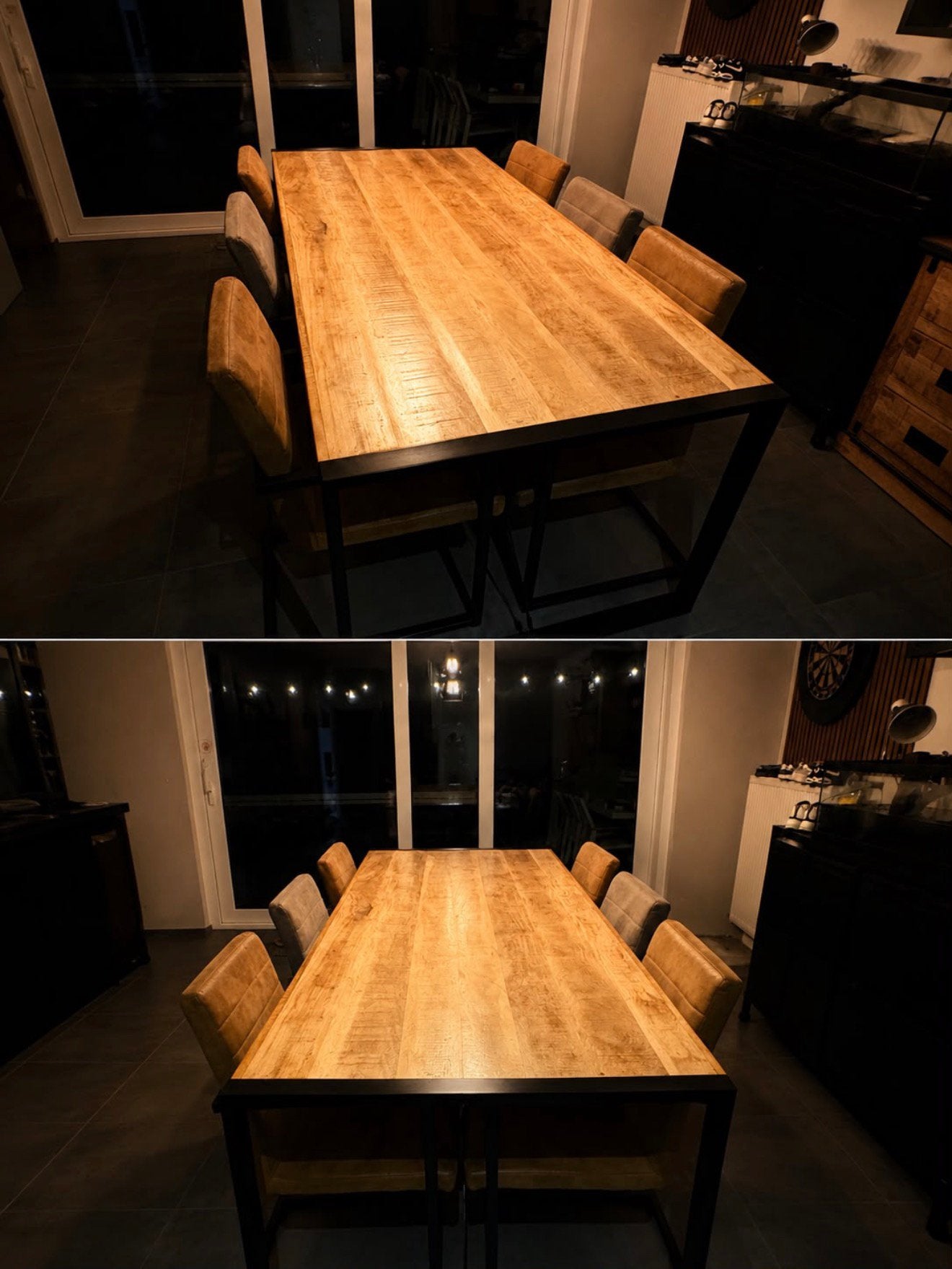 Set eetkamer industriele stijl, Huis en Inrichting, Ophalen, Zo goed als nieuw, Vijf personen of meer, Industrieel