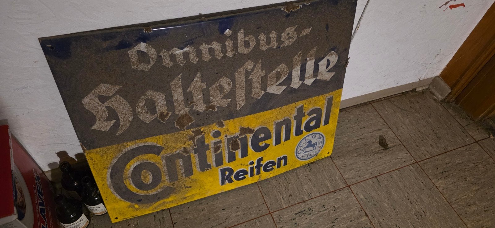 Antiek emaile reclame bord 1925-1930 Duitsland, uniek stuk, Ophalen