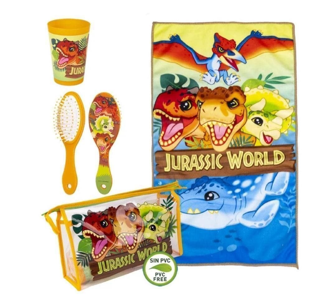Dinosaurus Toilettas Gevuld - 4 Delig - Jurassic World, Handtassen en Accessoires, Toilettassen, Ophalen of Verzenden, Nieuw, Meerkleurig