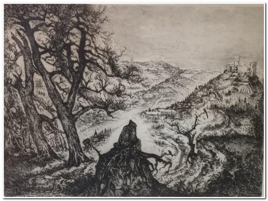 Jan Keustermans (1917-2008) - Ets op papier, Antiquités & Art, Art | Eaux-fortes & Gravures, Eau-forte, Paysage, Enlèvement