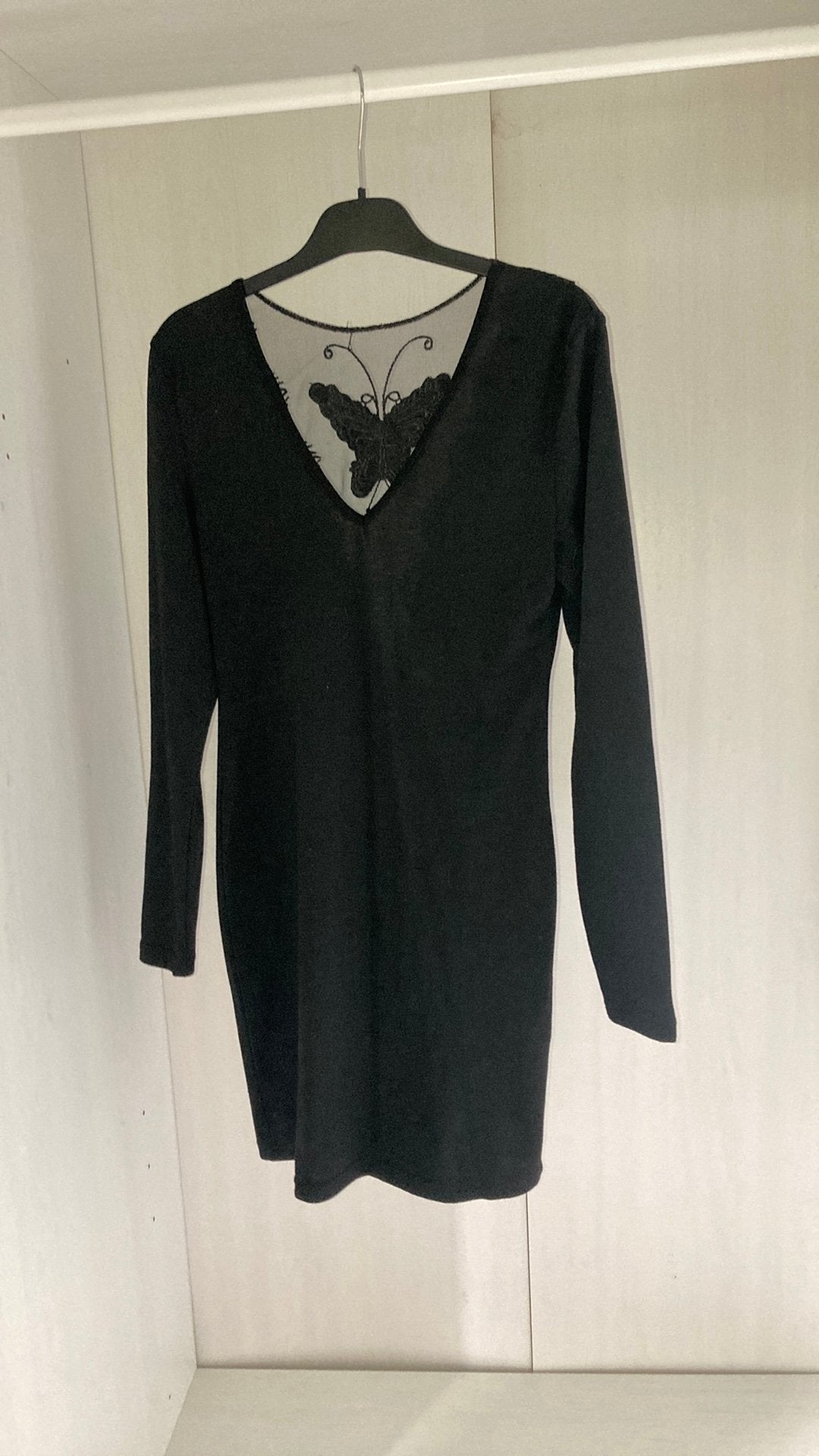 Robe noir shein a dentelle au dos, Enlèvement ou Envoi, Au-dessus du genou, Comme neuf, Taille 34 (XS) ou plus petite