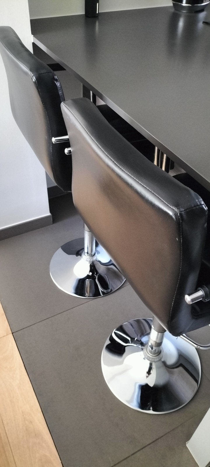 Barstoelen barkrukken 2 stuks, Ophalen, Gebruikt, In hoogte verstelbaar, Leer
