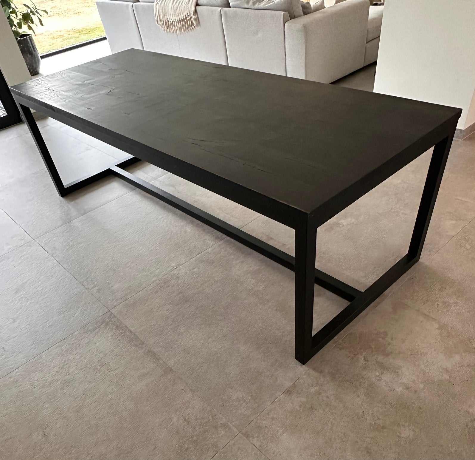 Zwarte eettafel eik 240x93, Ophalen, Gebruikt, Eikenhout, 200 cm of meer