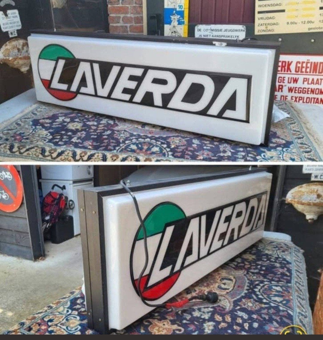 Ancienne boîte à lumière LAVERDA des années 1970 originale d, Enlèvement, Comme neuf, Table lumineuse ou lampe (néon)