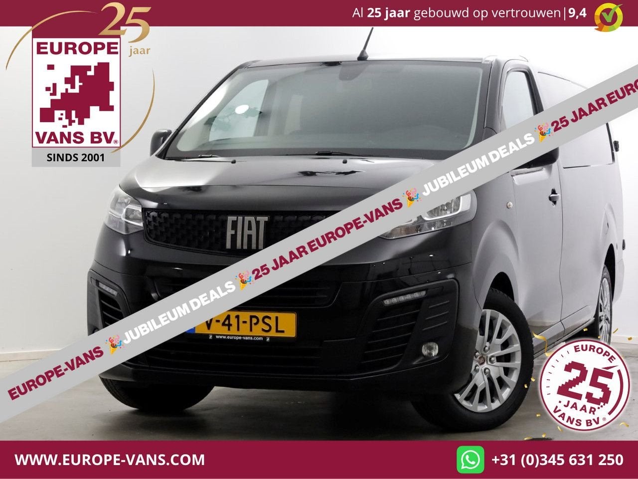 Fiat Scudo 2.0 MultiJet 145pk L3 D.C. Business Pro+ Airco/Na, Parkeersensor, Zwart, Bedrijf, Onderhoudsboekje