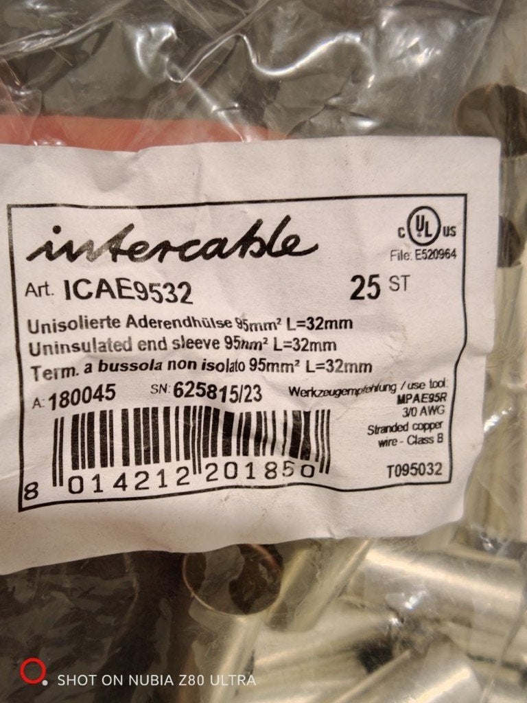 Uninsulated wire end ferrules 95mm2, Ophalen