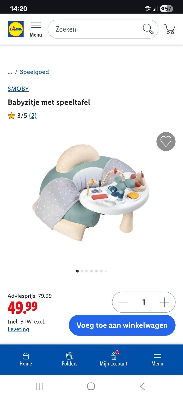 babyzitje met speeltafel Smoby, Ophalen, Zo goed als nieuw