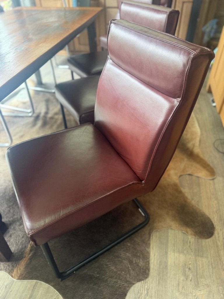 Goossens lederen eetkamerstoelen, Ophalen, Gebruikt, Bruin, Leer
