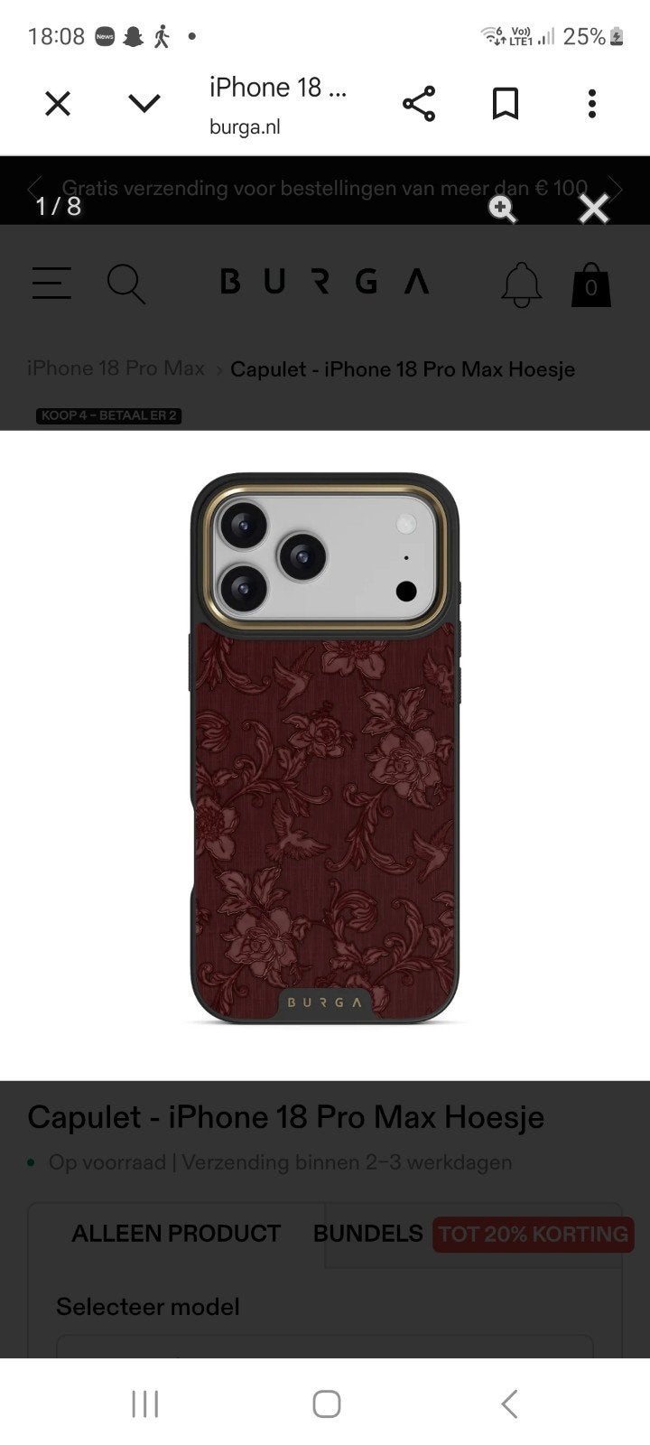 hoesje iPhone 17/18 pro max burga elite, Télécoms, Enlèvement ou Envoi, Burga, IPhone 17