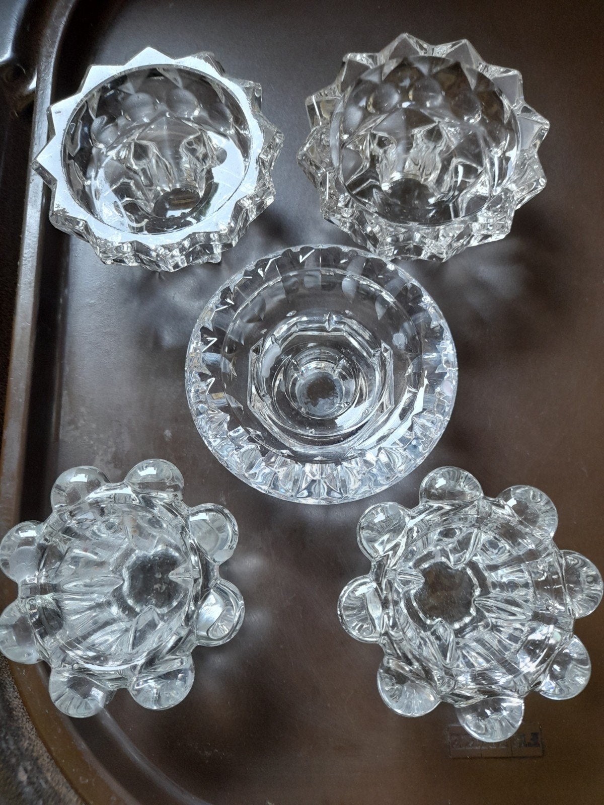 Kaarshouders, 5 stuks waarvan 3 varianten, Antiek en Kunst, Antiek | Glaswerk en Kristal, Ophalen of Verzenden