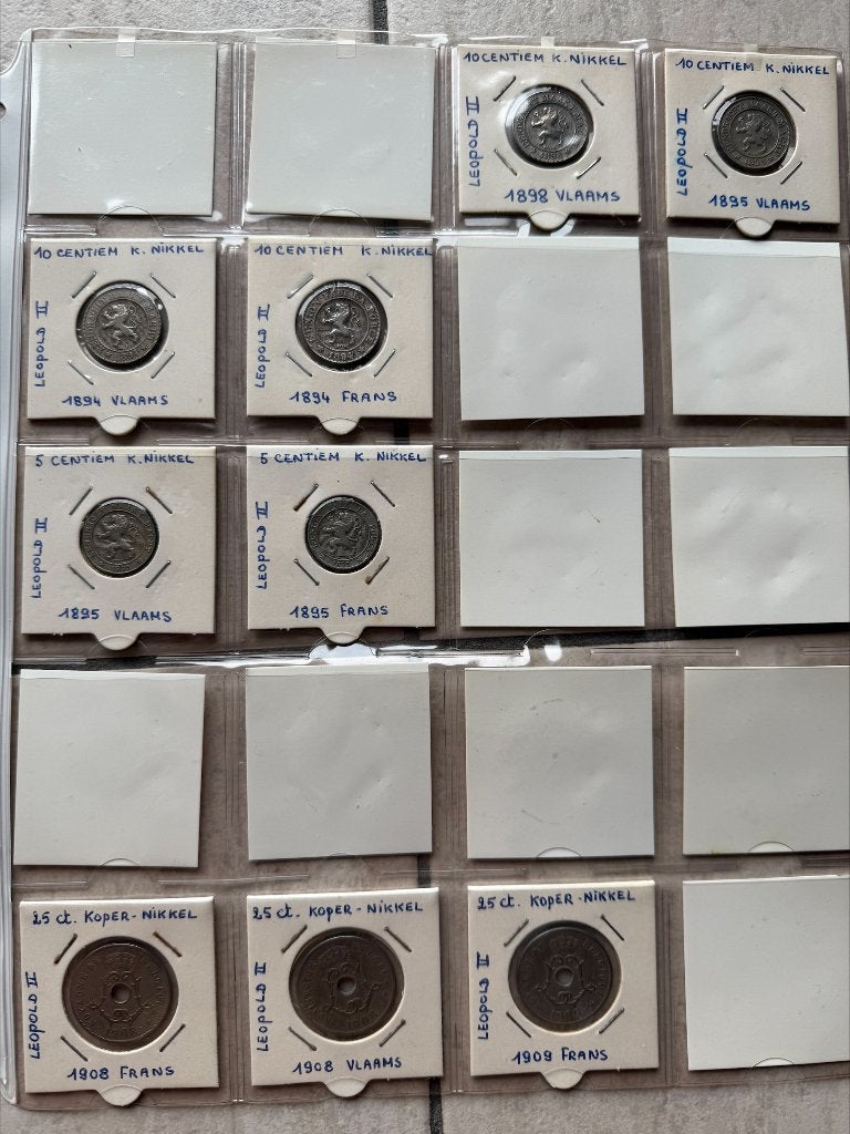 9 oude munten Leopold II nikkel, Enlèvement ou Envoi, Monnaie en vrac