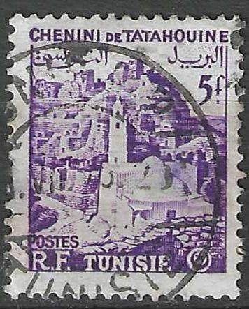Tunisie 1954 - Yvert 370 - Chenini de Tataouine  5 pie (ST), Envoi, Tunisie, Affranchi