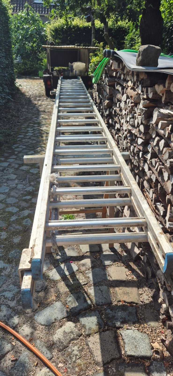 Robuuste aluminium ladder, Ophalen, Gebruikt, Ladder, Opvouwbaar of Inschuifbaar