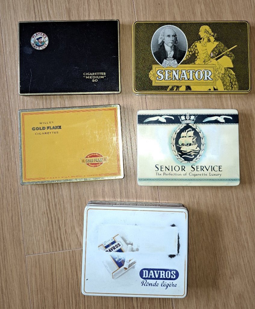 4 antieke metalen tabaksdozen, Ophalen of Verzenden, Gebruikt, Overige