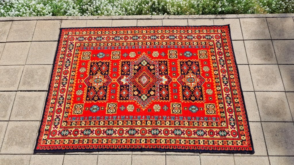 Tapis Vintage en Laine 138x196 cm (Design Caucasien / URSS), Maison & Meubles, 150 à 200 cm, Carré, 100 à 150 cm, Enlèvement