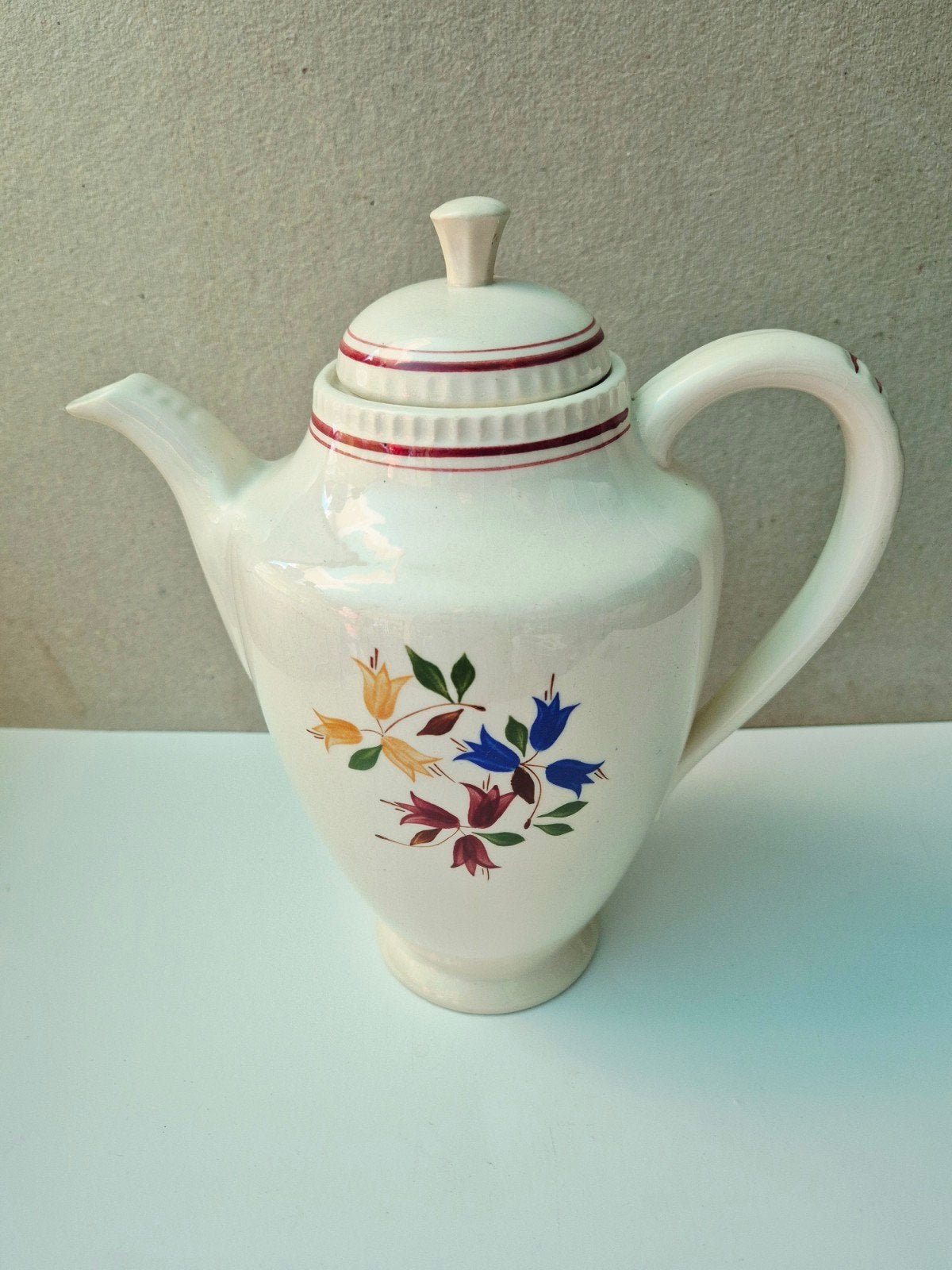 Vintage Boch Frères La Louvière koffiekan – handgeschilderd, Antiek en Kunst, Ophalen of Verzenden