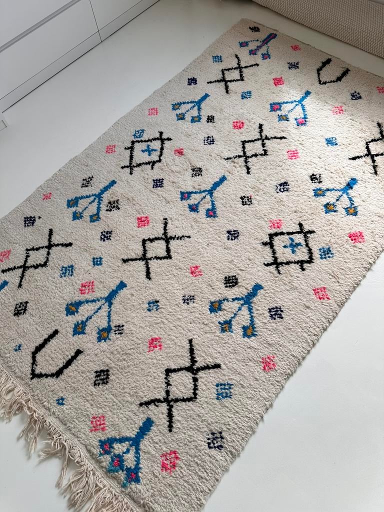 Tapijt Marrokaanse berber Ibizenco stijl, Maison & Meubles, Ameublement | Tapis & Moquettes, Utilisé, 100 à 150 cm, 200 cm ou plus