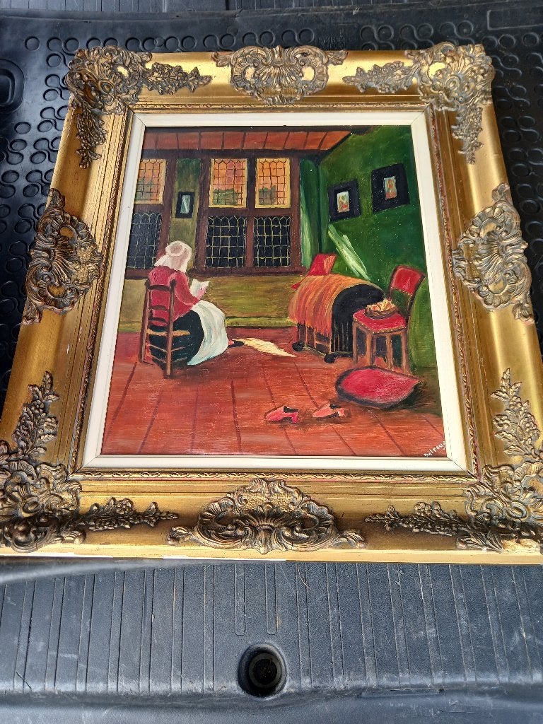 PRACHTIG SCHILDERIJ, Antiquités & Art, Enlèvement, Encadré, Toile