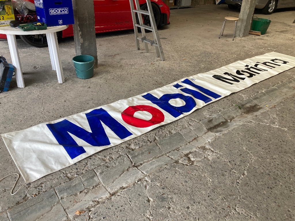 Très grande bannière Mobil (Oil), Enlèvement ou Envoi, Utilisé, Panneau publicitaire