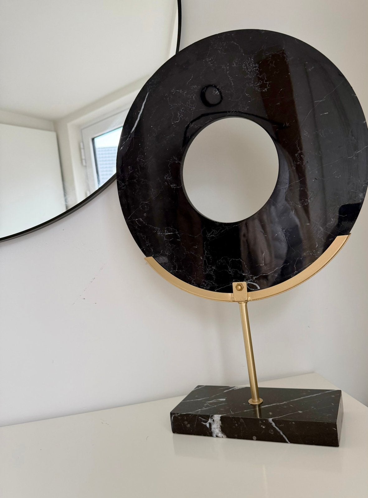 Luxe decoratief marmerlook beeld zwart/goud, Huis en Inrichting, Woonaccessoires | Spiegels, Ophalen, Zo goed als nieuw