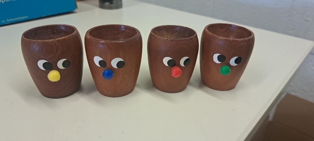 4x Noorse design eierdopjes jaren 70, Ophalen of Verzenden