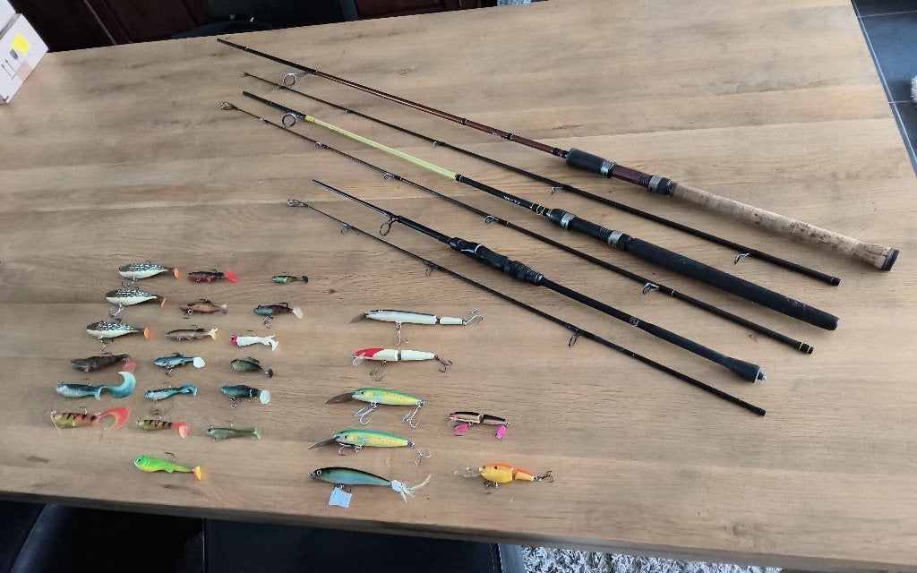 Nash dwarf.Ron Thompson.Rapala.Softbaits.Fox.Predox., Watersport en Boten, Ophalen, Zo goed als nieuw, Complete hengel