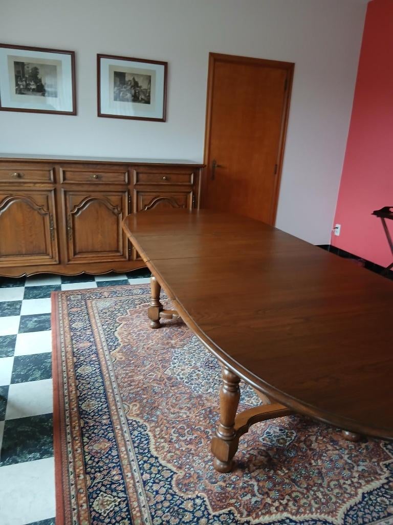 Uitschuifbare tafel, Ophalen, Eikenhout, 50 tot 100 cm, Zo goed als nieuw