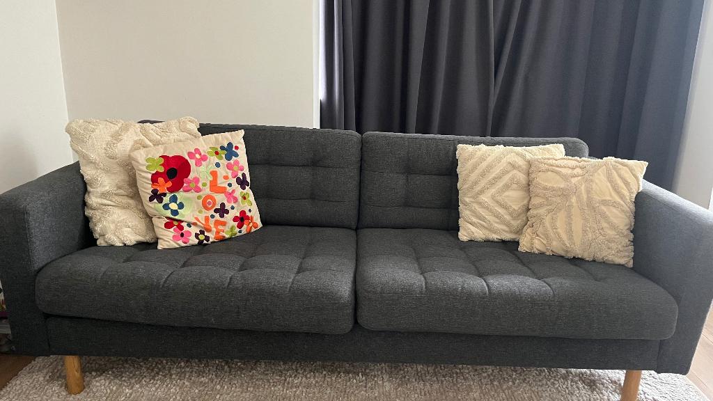 Canapé 3 places IKEA LANDSKRONA Gris foncé, Maison & Meubles, Canapés | Salons, 200 à 250 cm, Banc droit, Enlèvement, Utilisé