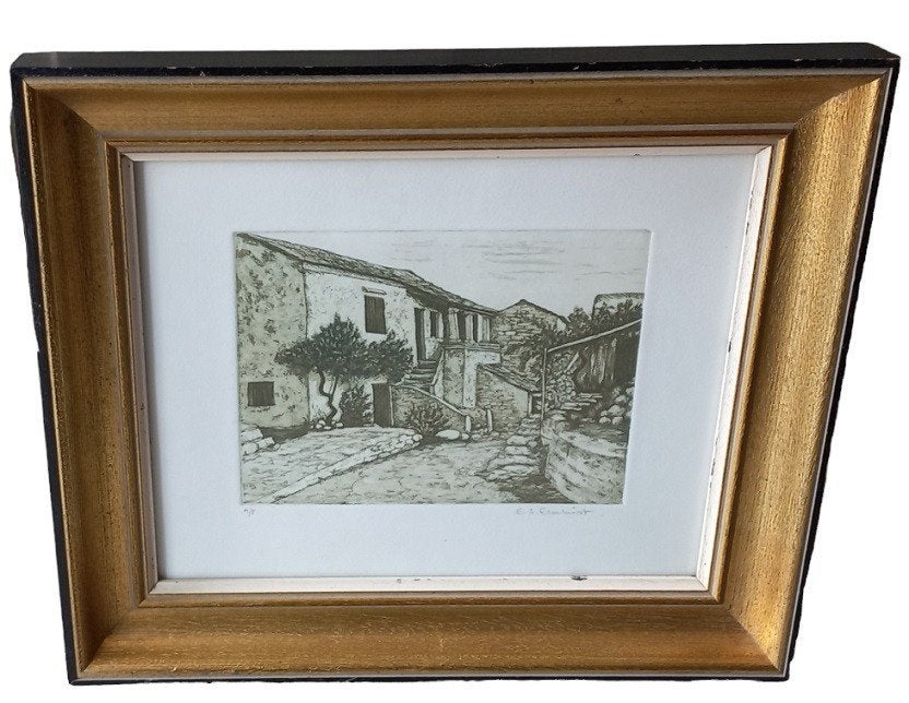 Elizabeth S. Elmhirst ets A/P., Ophalen of Verzenden, Landschap, Ets, Gesigneerd