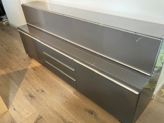 TV-meubel IKEA tweedelig grijs 180 cm, Ophalen, Strak, Gebruikt, 150 tot 200 cm