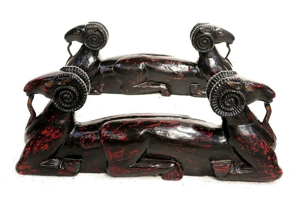 Vintage Boho Chic Hollywood Regency Rams Coffee Table, Ophalen