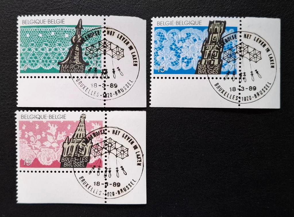Belgique : COB 2315/18 (●) Dentelles 1989., Enlèvement ou Envoi, Affranchi, Timbre-poste, Avec timbre