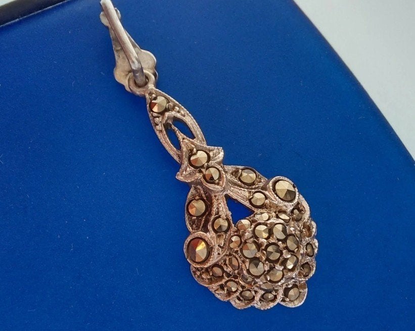 pendentif art déco en argent avec marcassies, Enlèvement ou Envoi, Argent