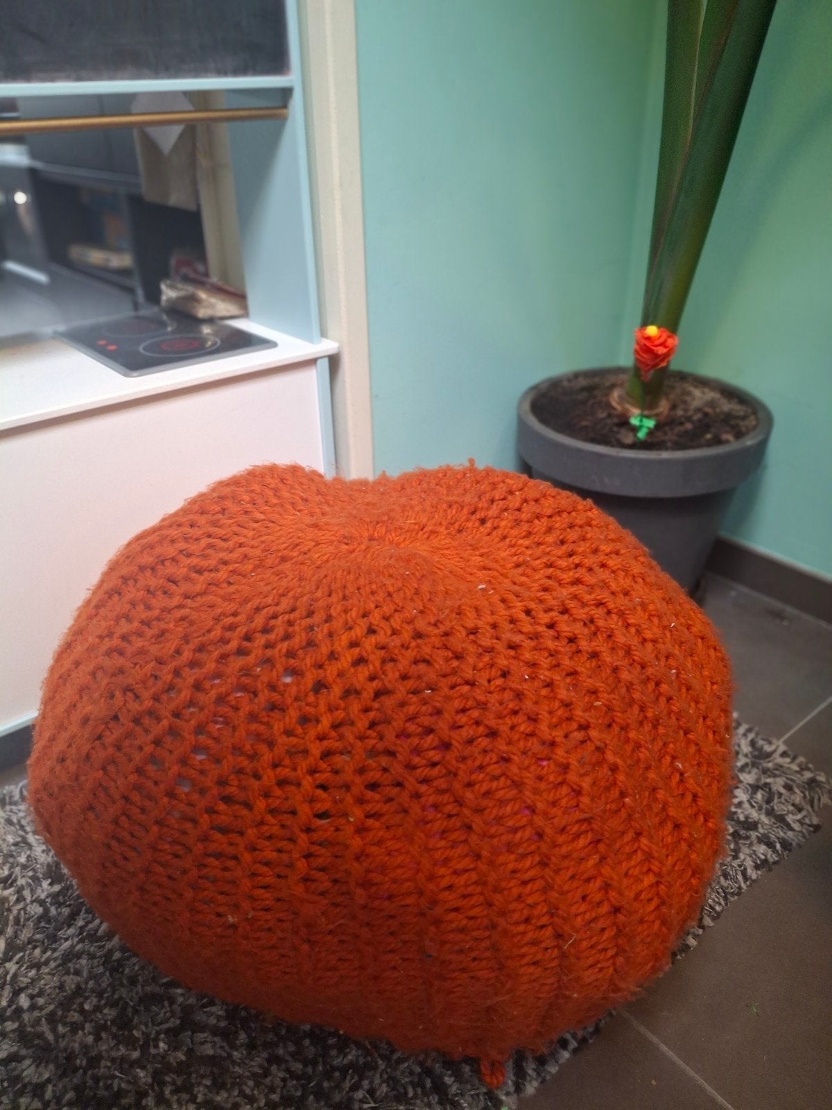 gehaakte poef, Overige materialen, Gebruikt, Rond, Minder dan 50 cm