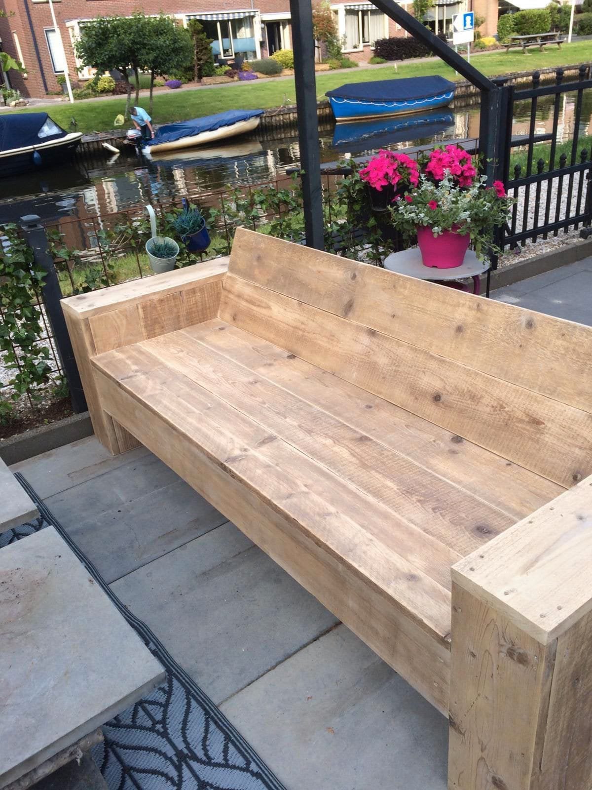 Steigerhout loungebank gratis bezorging, Tuin en Terras, Tuinbanken, Nieuw, Ophalen of Verzenden