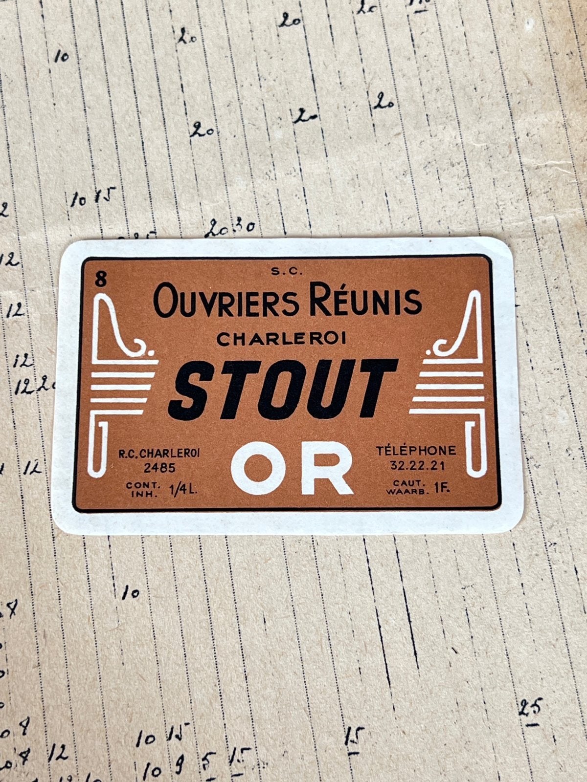 Étiquette Stout OR brasserie Ouvriers Réunis Charleroi, Enlèvement ou Envoi