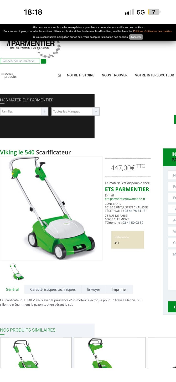 Viking le 540 Scarificateur , état neuf., Jardin & Terrasse, Tondeuses à gazon, Enlèvement, Comme neuf