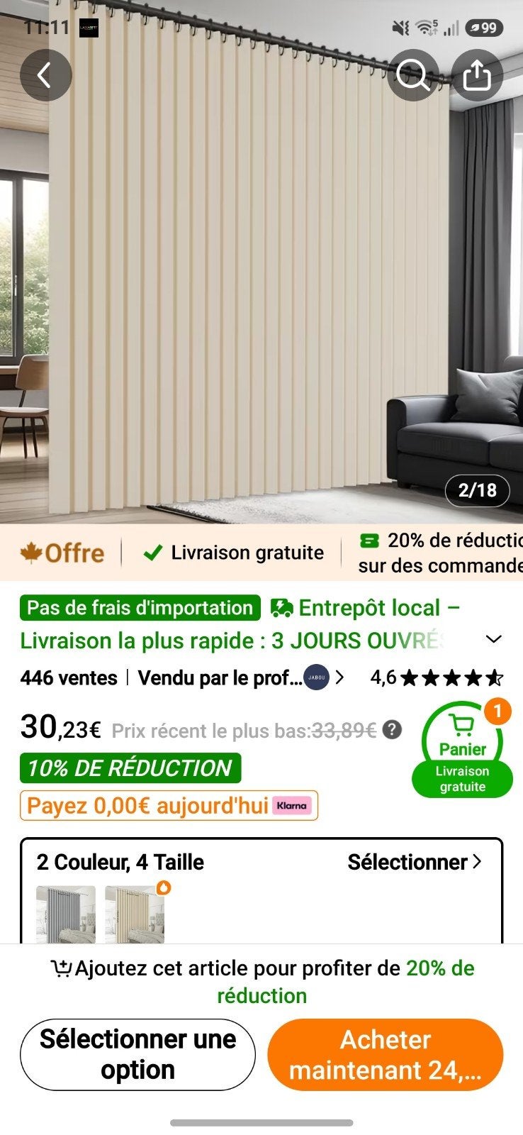 a vendre 1 cloisons de séparation de pièce 100cm sur 200cm, Bricolage & Construction, Enlèvement, Neuf