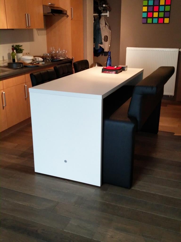 Bartafel met bank en 2 barkrukken, Maison & Meubles, Tables | Tables à manger, Enlèvement