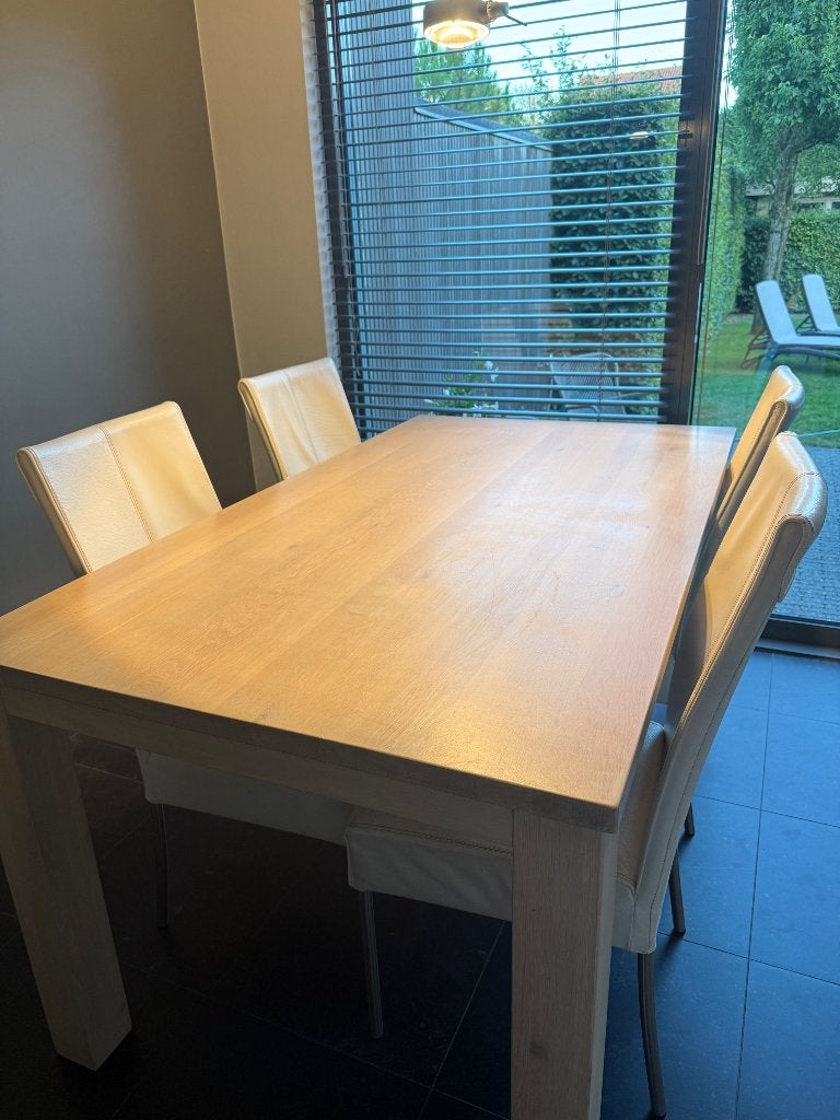Tafel + optioneel 4 stoelen, Ophalen, Eikenhout, Zo goed als nieuw, Vier personen