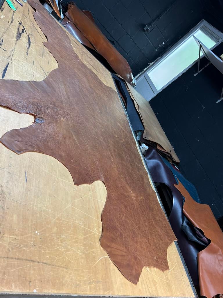 Cognac bruin patina-vintage halve huid 2mm dikte soepel A283, Ophalen of Verzenden, Bruin
