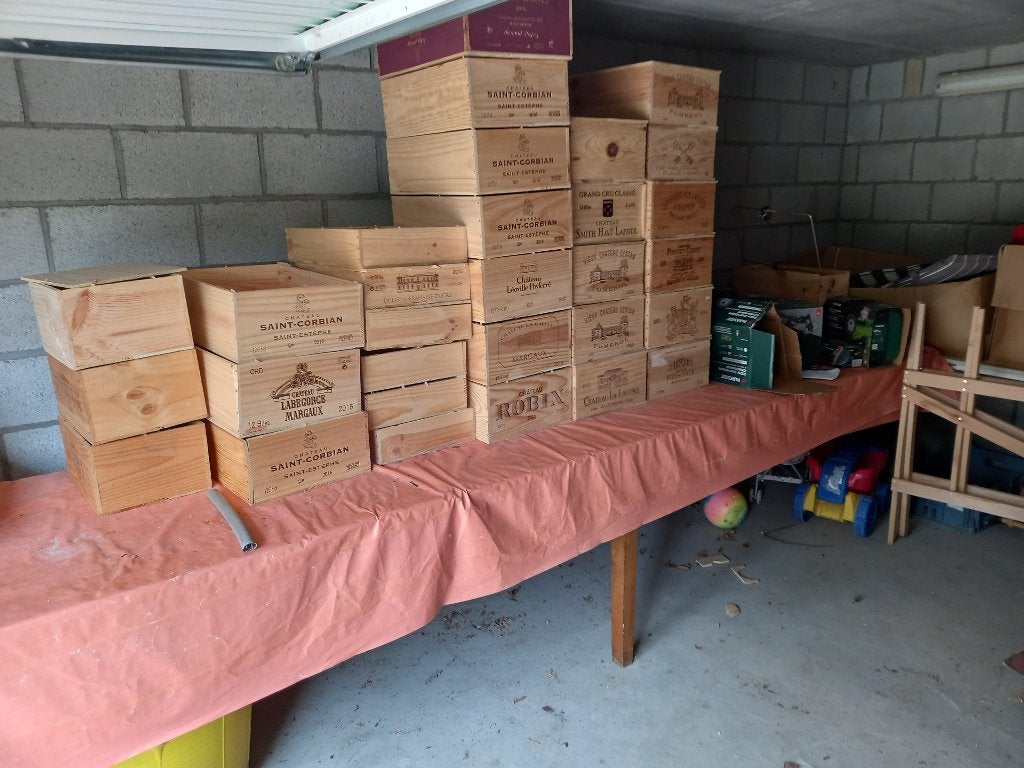 dozen met 12 lege houten flessen, Ophalen, Gebruikt, Overige typen, Hout